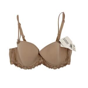 NEW WITH TAGS Simone Perele Nude Tan Lace Bra 32B Size FR 75/EUR 70/IT 2